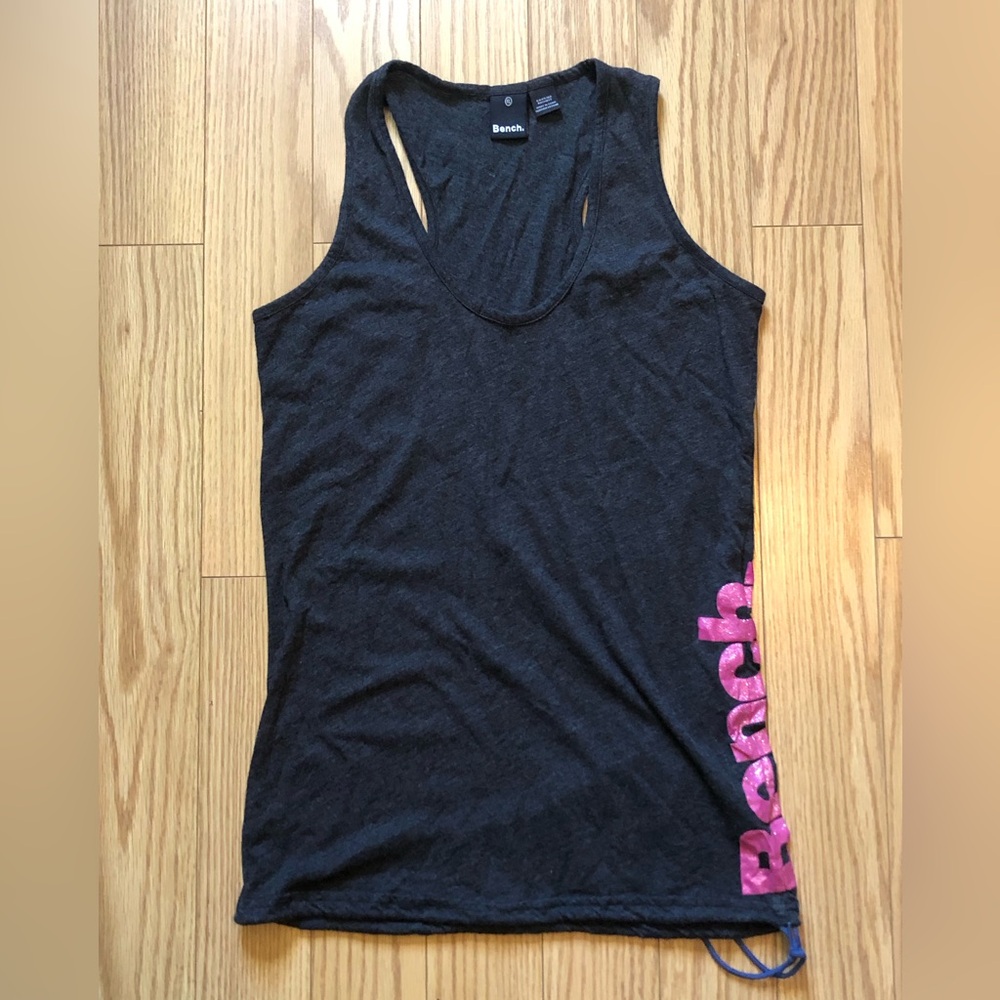 Bench Women's Charcoal Tank Top with Pink Glittery Logo